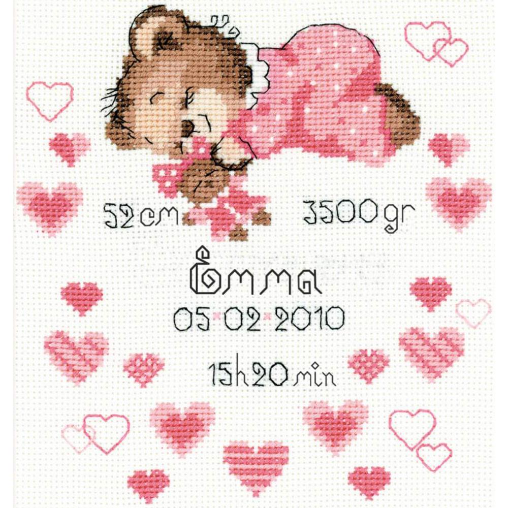 Girls Birth Announcement (14 Count) Counted Cross Stitch Kit